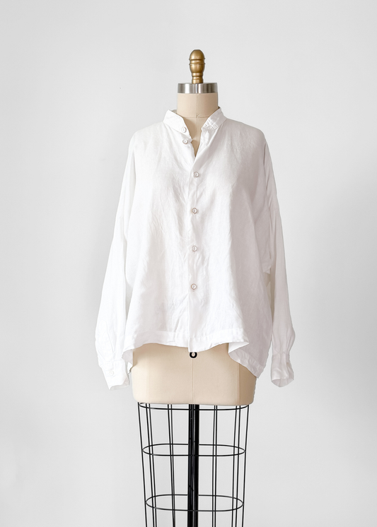 Eskandar White Linen Button Down Top (0 or S/M)