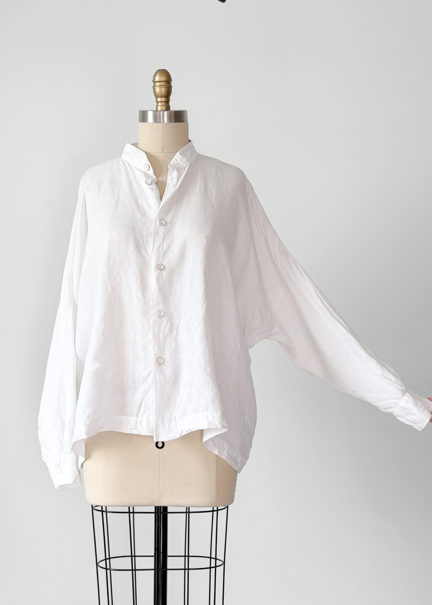 Eskandar White Linen Button Down Top (0 or S/M)