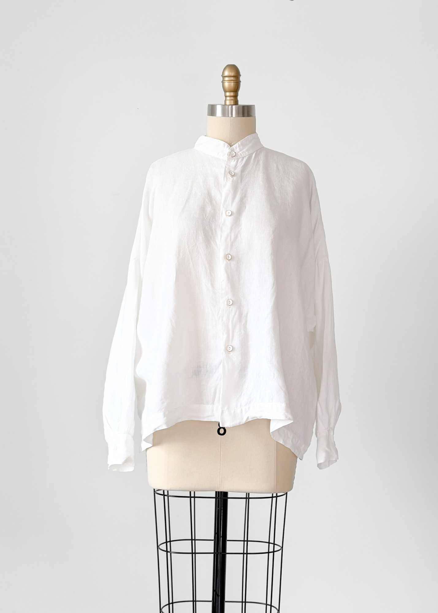 Eskandar White Linen Button Down Top (0 or S/M)