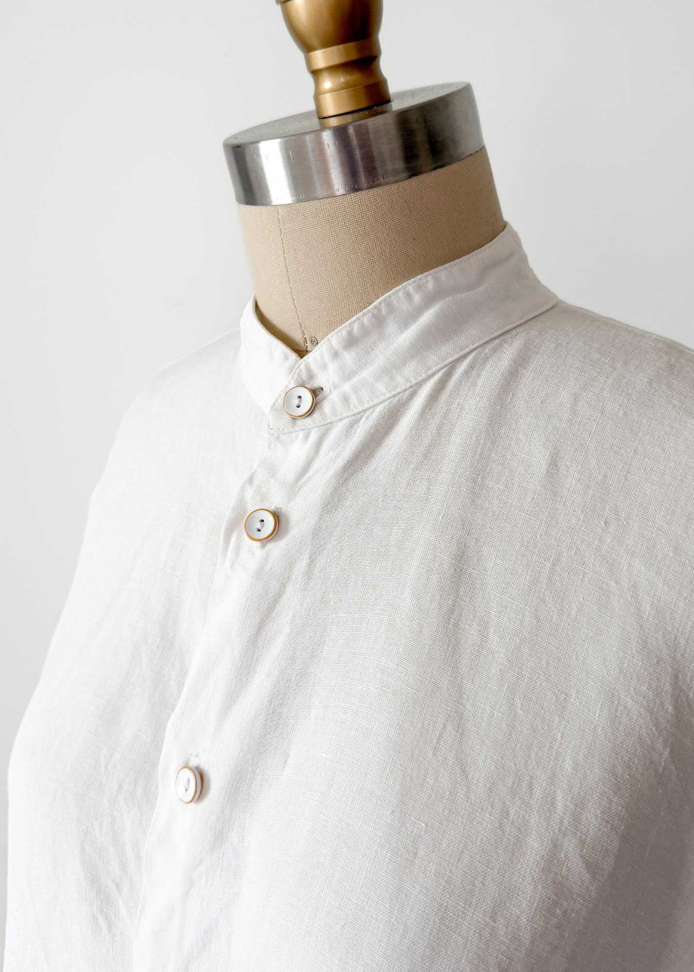 Eskandar White Linen Button Down Top (0 or S/M)