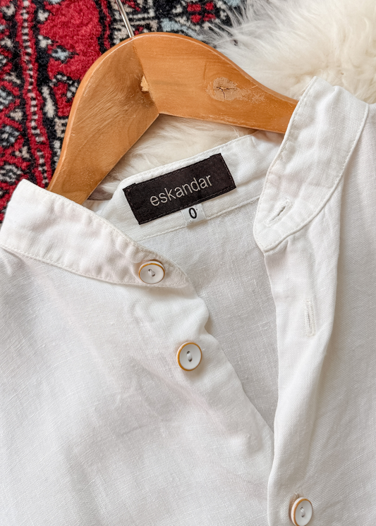 Eskandar White Linen Button Down Top (0 or S/M)