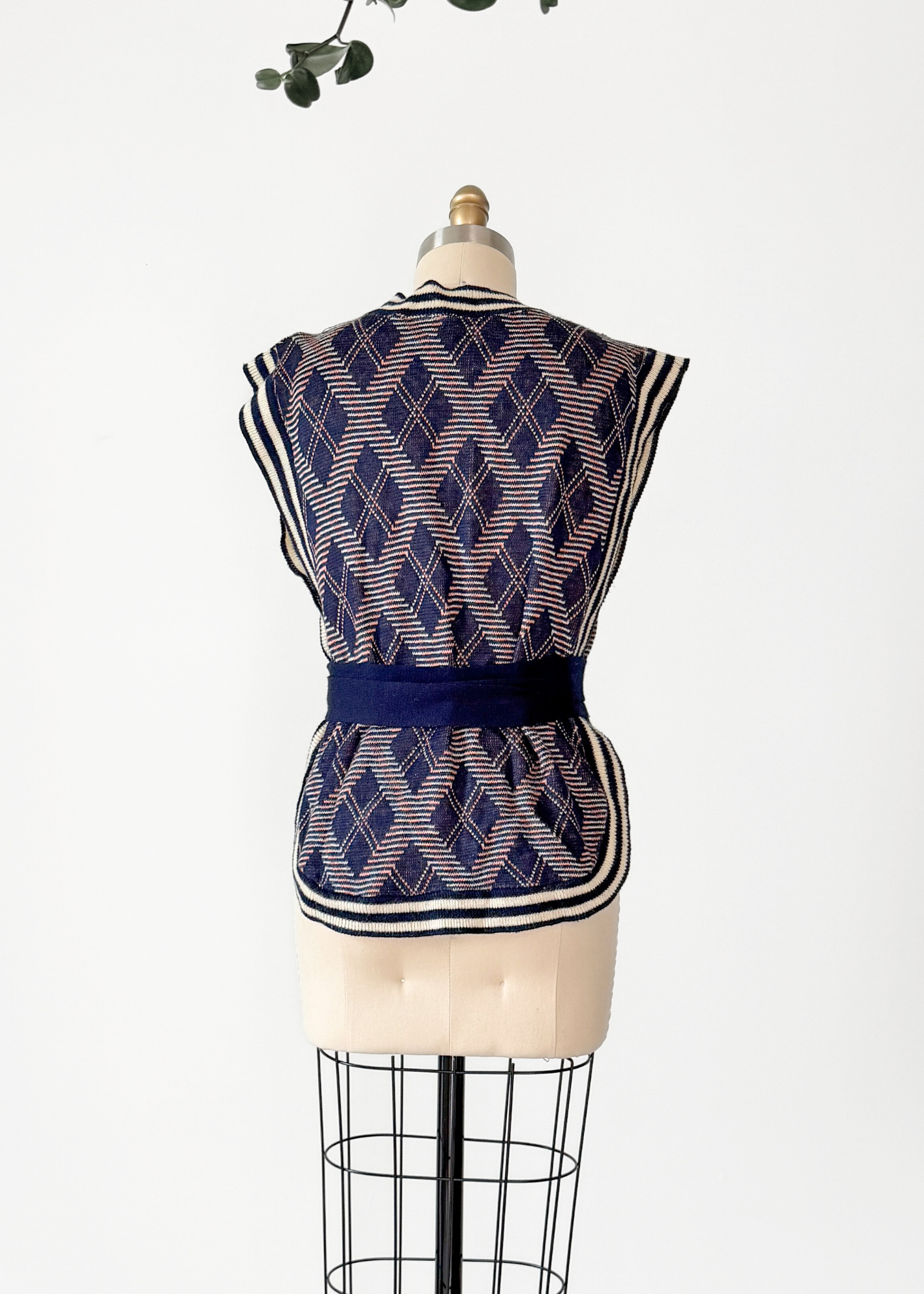 Vintage 70s Loomknits Navy Argyle Tie Sweater Vest