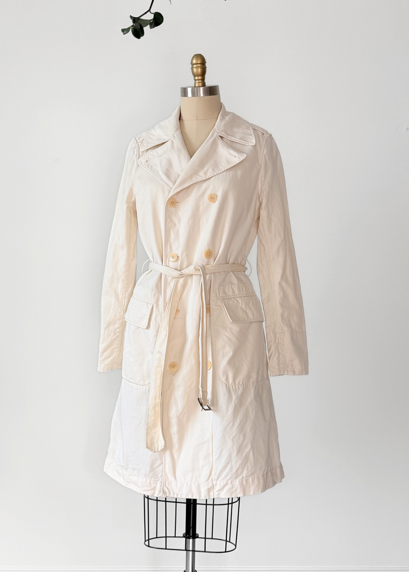 Ralph Lauren Rugby Cream Cotton Linen Khaki Trench Jacket (M)