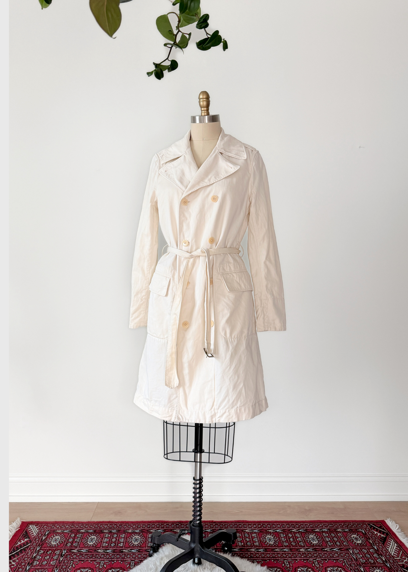 Ralph Lauren Rugby Cream Cotton Linen Khaki Trench Jacket (M)