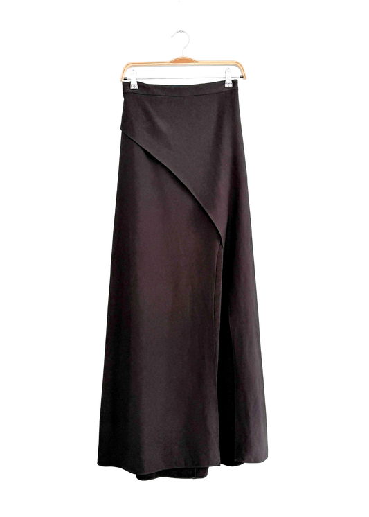 Zac Posen Black Draped Front Slit Maxi Skirt (4 or S)