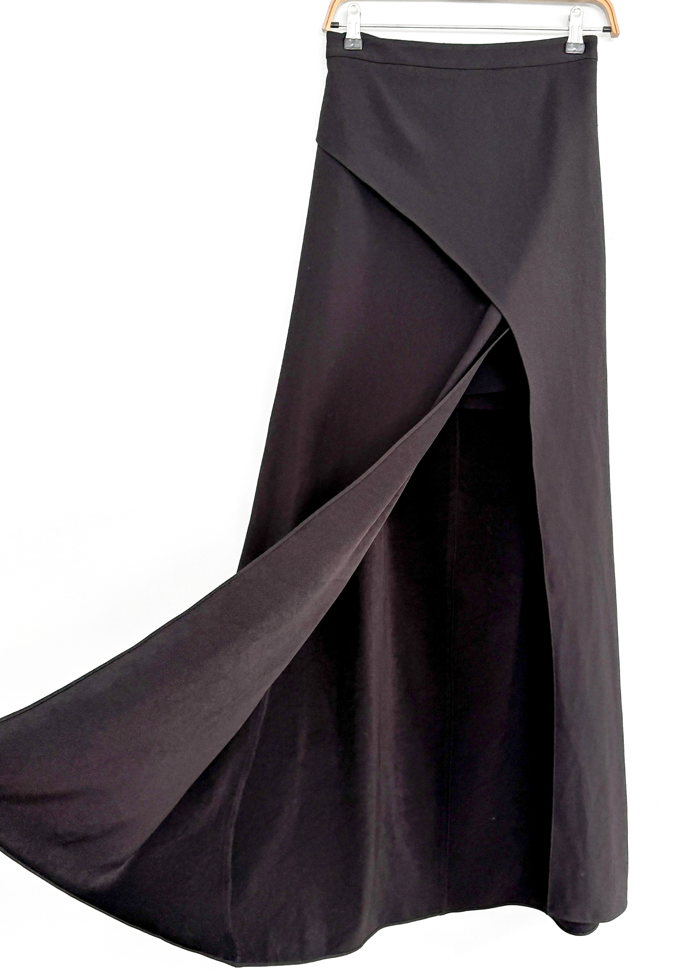 Zac Posen Black Draped Front Slit Maxi Skirt (4 or S)