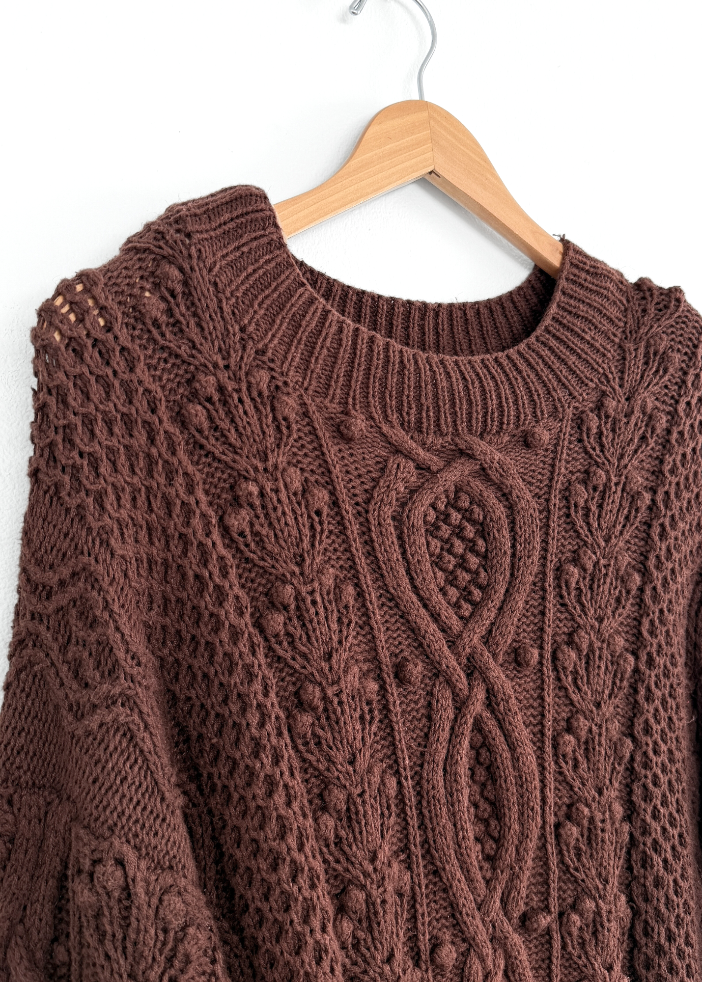 Vintage 90s Express Tricot Brown Heavy Knit Pullover (S)