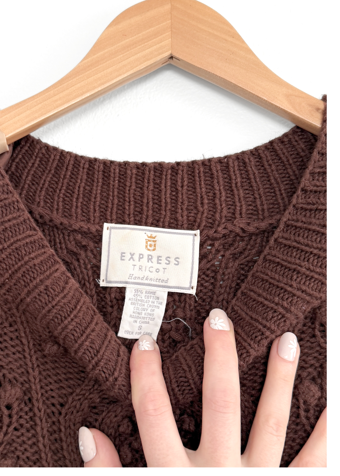 Vintage 90s Express Tricot Brown Heavy Knit Pullover (S)