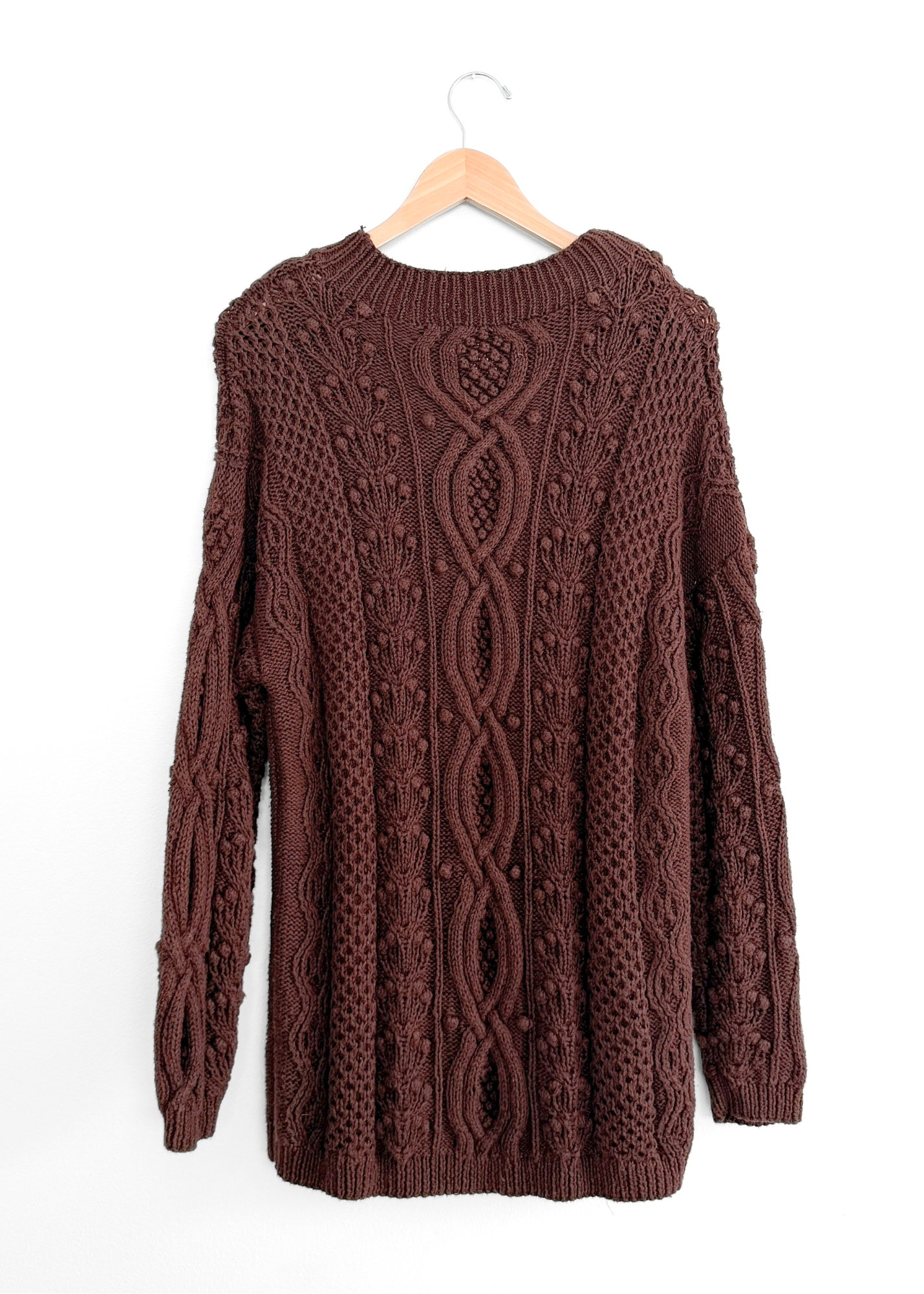 Vintage 90s Express Tricot Brown Heavy Knit Pullover (S)