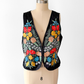 Vintage 90s Mary McFadden Black Floral Embroidered Vest (L)
