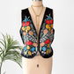 Vintage 90s Mary McFadden Black Floral Embroidered Vest (L)