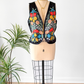 Vintage 90s Mary McFadden Black Floral Embroidered Vest (L)