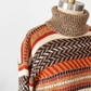 Vintage 70s Saint Laurent Rive Gauche Brown Rust Cream Knit Sweater