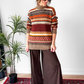 Vintage 70s Saint Laurent Rive Gauche Brown Rust Cream Knit Sweater