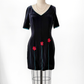 Vintage 00s JSC Black Velvet Red Floral Applique Dress (US 12)