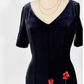 Vintage 00s JSC Black Velvet Red Floral Applique Dress (US 12)