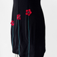 Vintage 00s JSC Black Velvet Red Floral Applique Dress (US 12)
