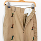Vintage 70s Khaki Embroidered Mallard Duck Chino High Waist Pants