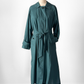 Vintage 90s Burberrys Dark Muted Teal Green Cotton Trench Coat