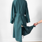 Vintage 90s Burberrys Dark Muted Teal Green Cotton Trench Coat