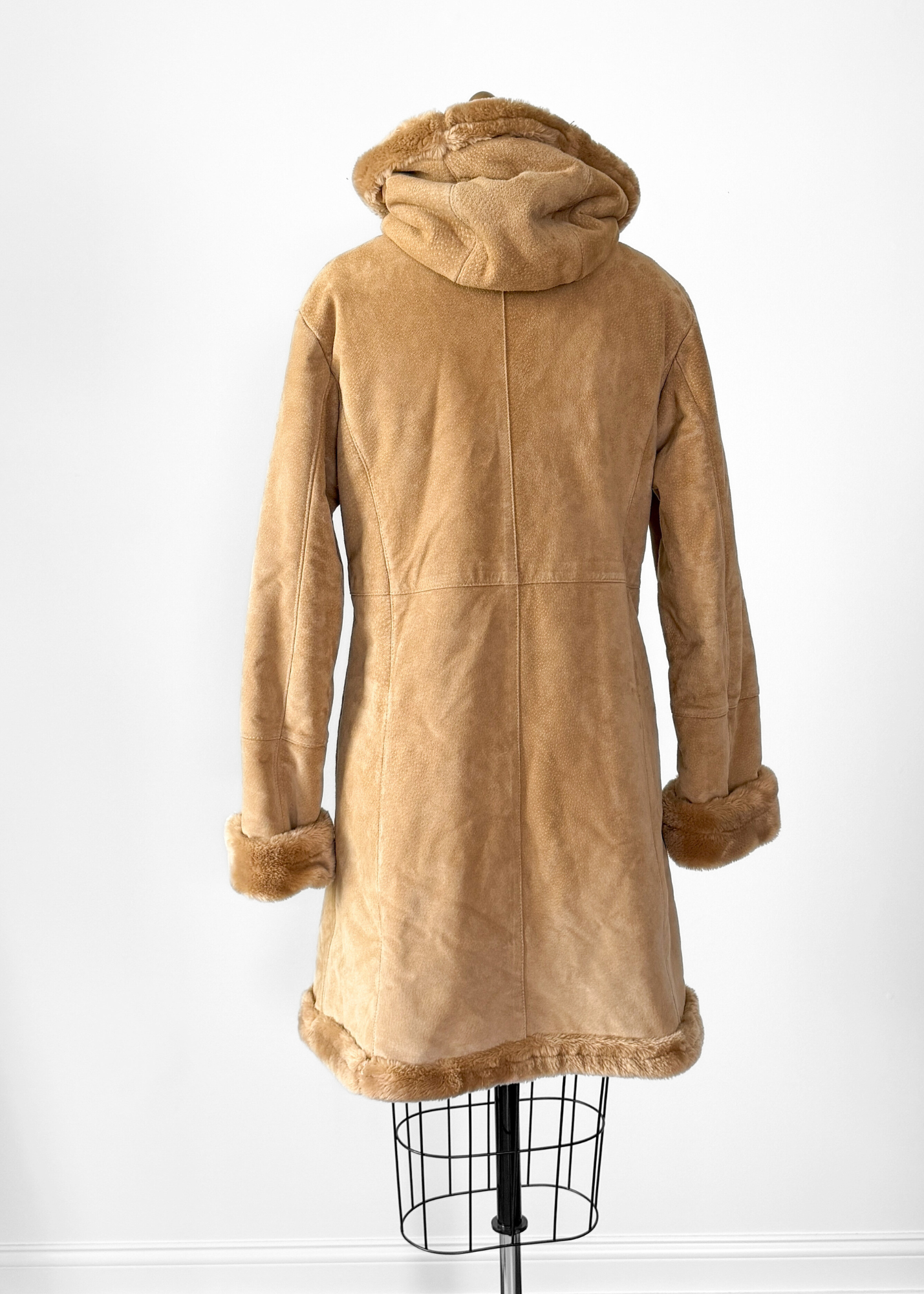 Vintage 90s Marvin Richards Brown Leather Suede & Faux Fur Winter Coat (M)