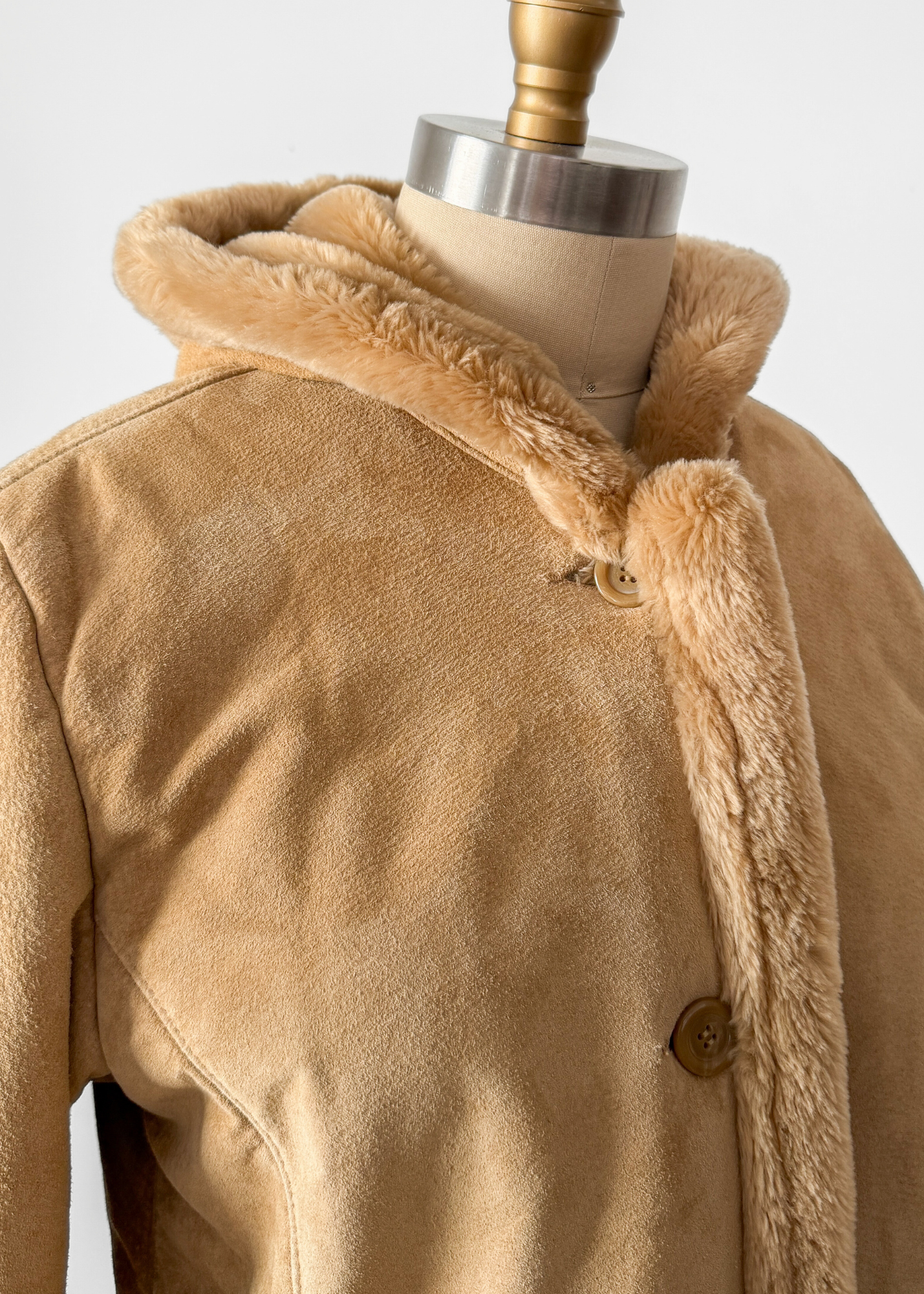 Vintage 90s Marvin Richards Brown Leather Suede & Faux Fur Winter Coat (M)