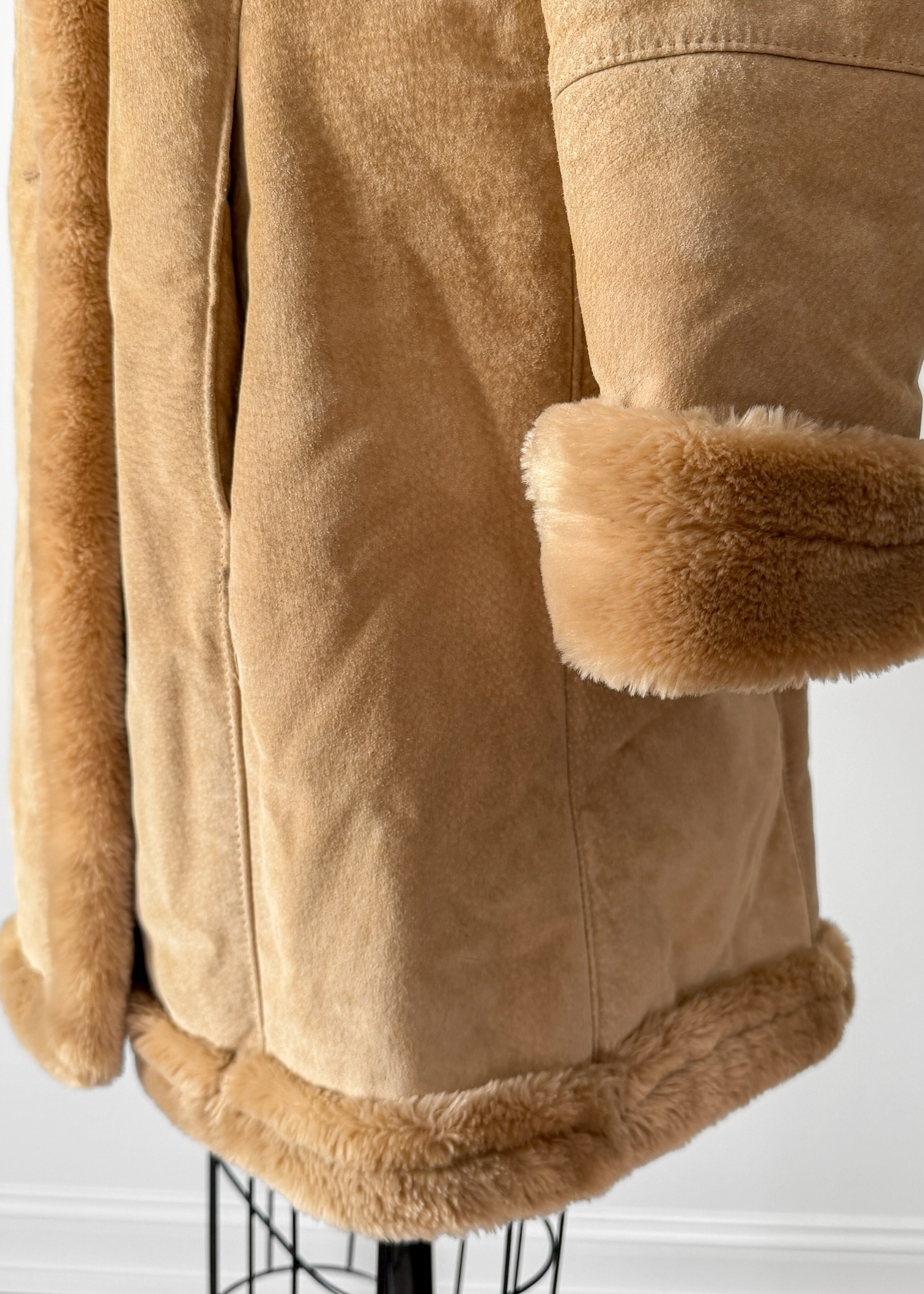 Vintage 90s Marvin Richards Brown Leather Suede & Faux Fur Winter Coat (M)