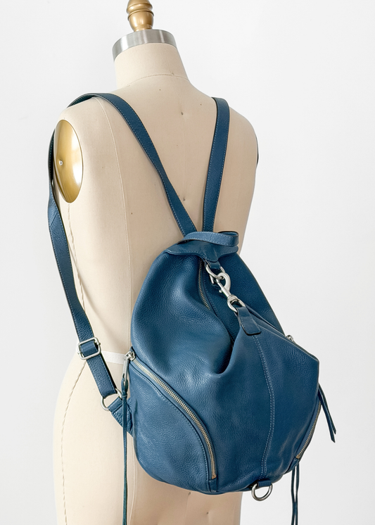 Rebecca Minkoff Julian Backpack in Blue Pebbled Leather