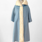 Vintage 60s Lilli Ann Powder Blue Cream Mink Collar Swing Coat