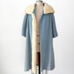 Vintage 60s Lilli Ann Powder Blue Cream Mink Collar Swing Coat