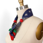 Vintage Strawberry Pendant Blue Bandana Handkerchief Scarf Necklace