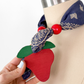 Vintage Strawberry Pendant Blue Bandana Handkerchief Scarf Necklace