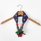 Vintage Strawberry Pendant Blue Bandana Handkerchief Scarf Necklace