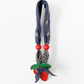 Vintage Strawberry Pendant Blue Bandana Handkerchief Scarf Necklace