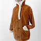 Vintage 90s Brown Suede Leather Faux Fur Lining Winter Coat (L)