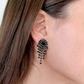 Vintage Black Rhinestone Chandelier Silver Clip-On Earrings