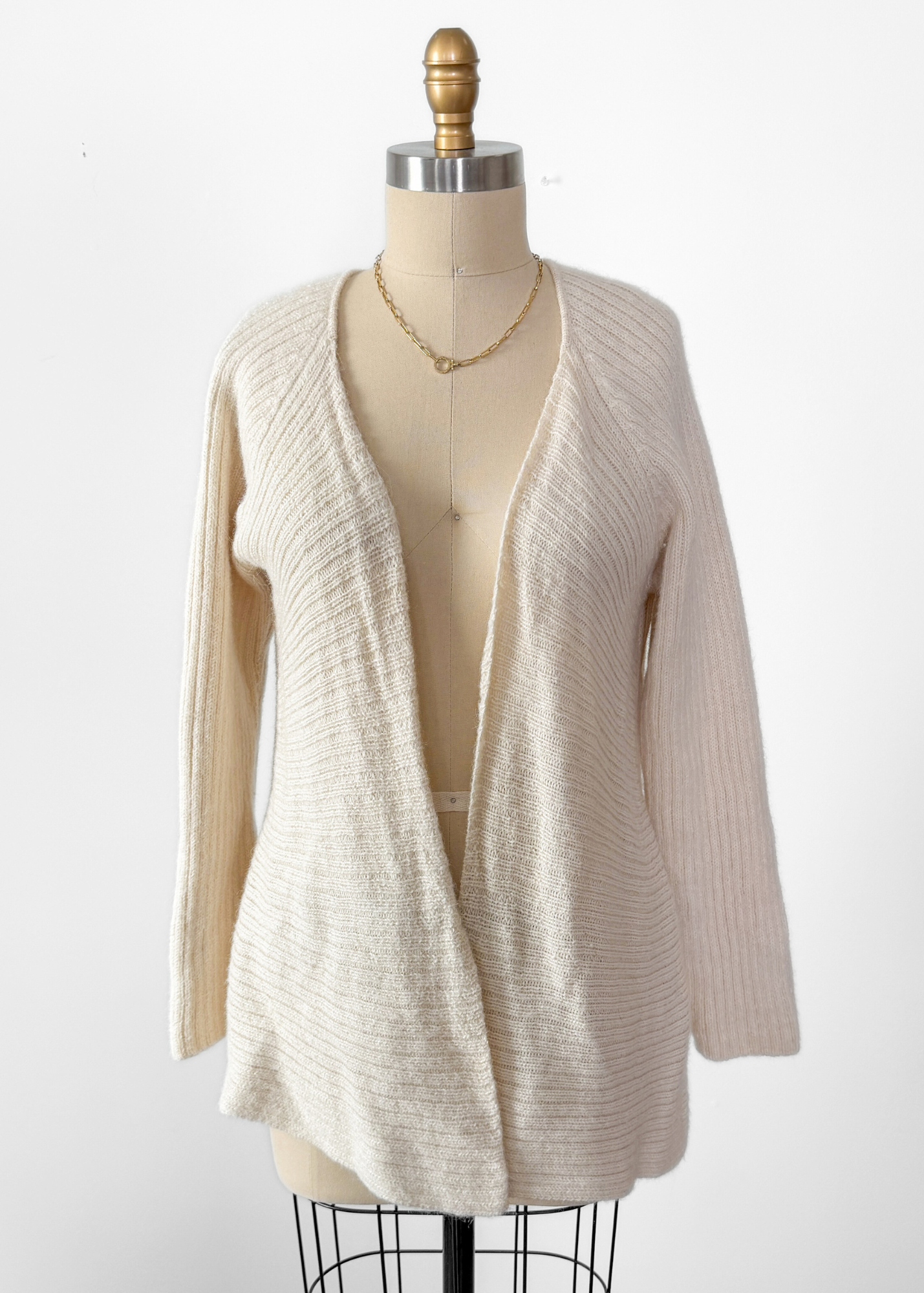 Peruvian Link Cream Alpaca Knit Open Front Cardigan