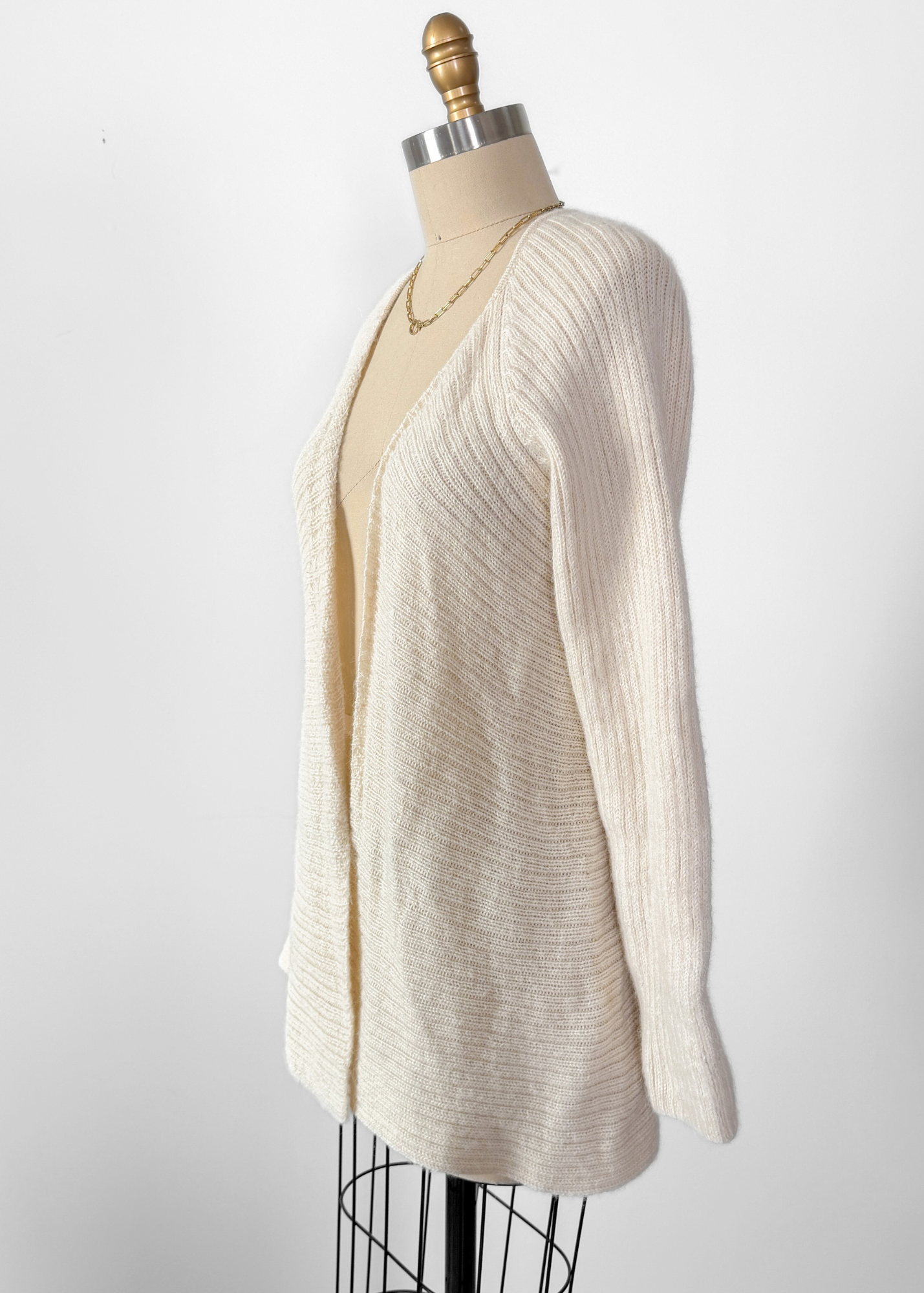 Peruvian Link Cream Alpaca Knit Open Front Cardigan
