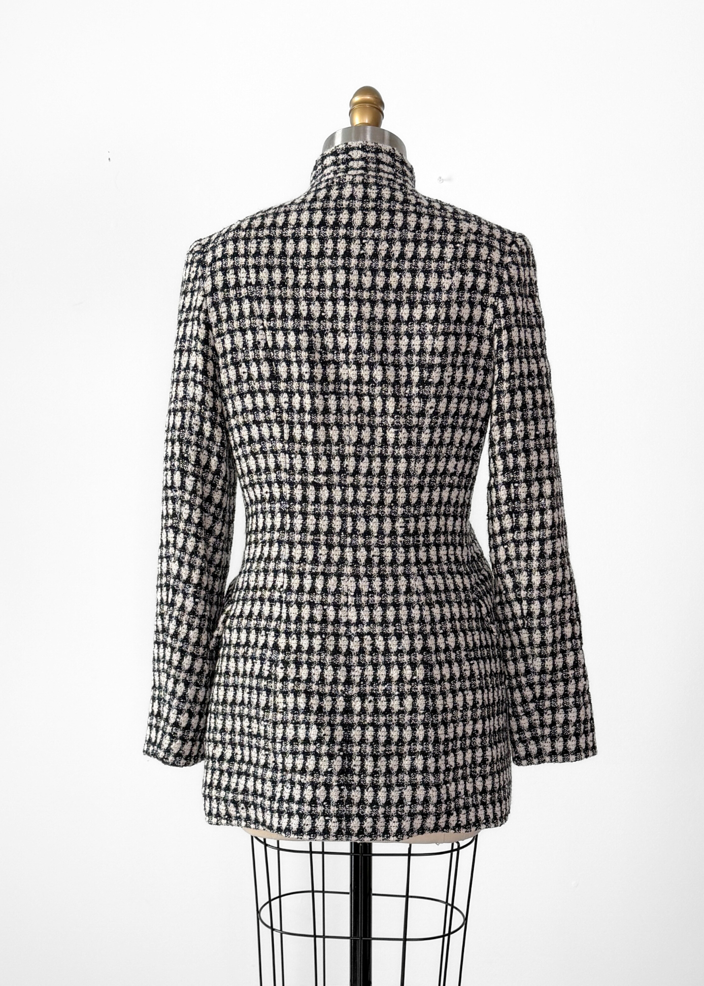 Vintage Liz Logie Black and Cream Wool Tweed Jacket (8)