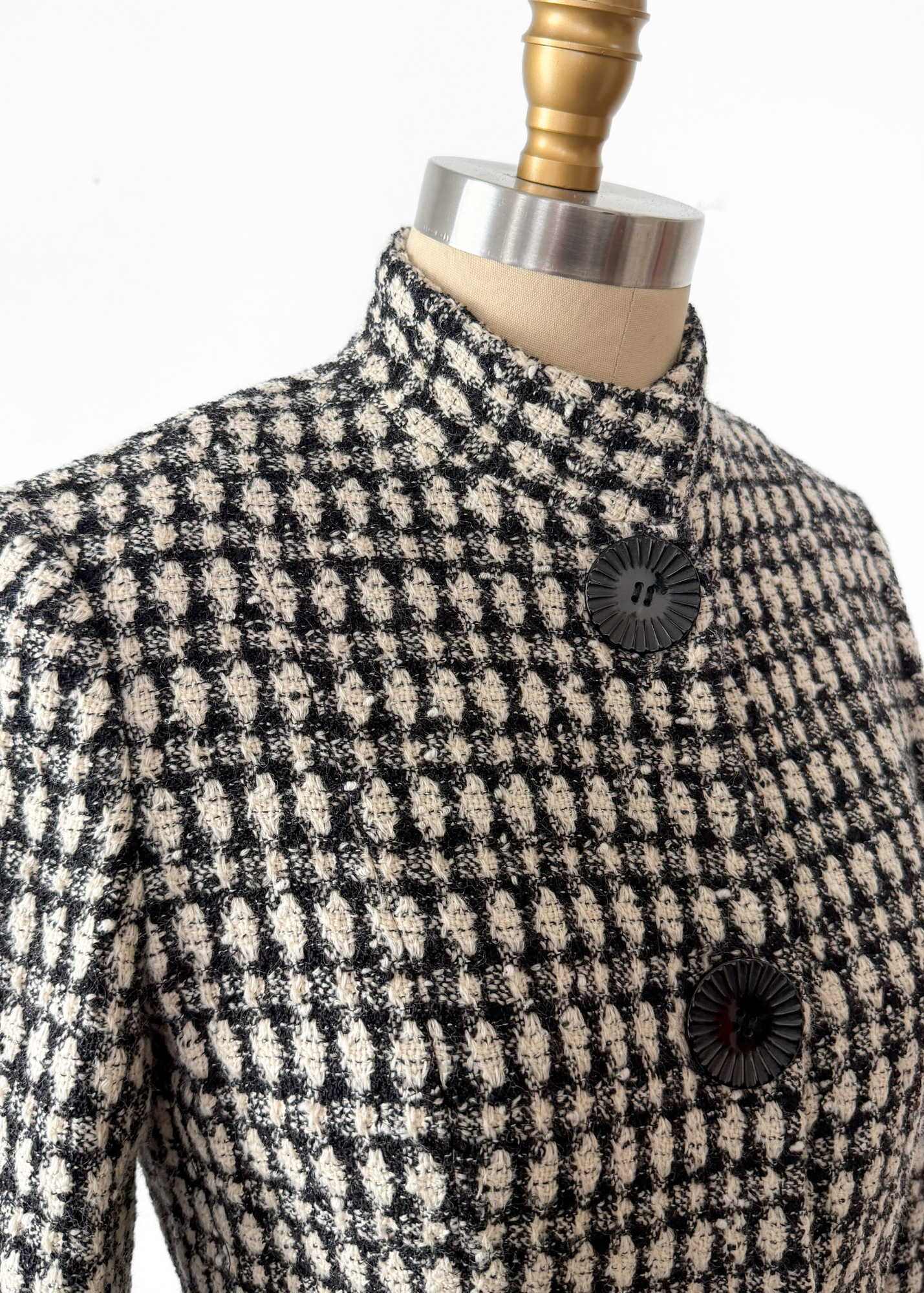Vintage Liz Logie Black and Cream Wool Tweed Jacket (8)