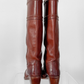 FRYE Jane Stitch Dark Brown Redwood Leather Riding Boots 77230  (8.5)