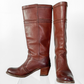 FRYE Jane Stitch Dark Brown Redwood Leather Riding Boots 77230  (8.5)