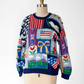 Vintage 90s Northern Isles Patchwork Hand Knit Americana School Yard Knit Pullover (S petite)