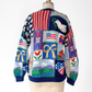 Vintage 90s Northern Isles Patchwork Hand Knit Americana School Yard Knit Pullover (S petite)