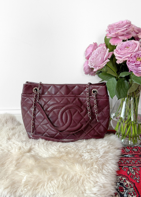 Chanel Timeless CC Shopper Tote in Bordeaux Burgundy Caviar Leather