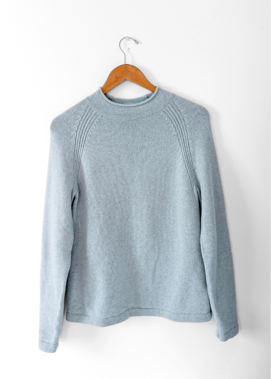 J.Crew Women's 1988 Rollneck™ Sweater Merino Wool Light Powder Blue Knit (S)