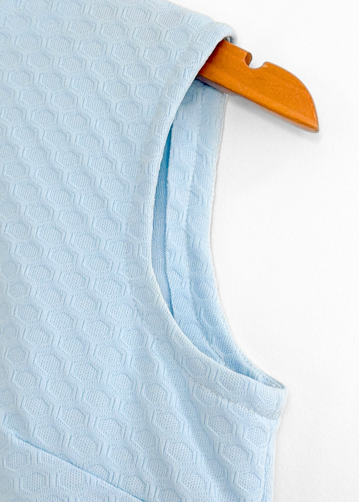 Vintage 60s Fritzi of California Baby Blue Mod Textured A-Line Dress
