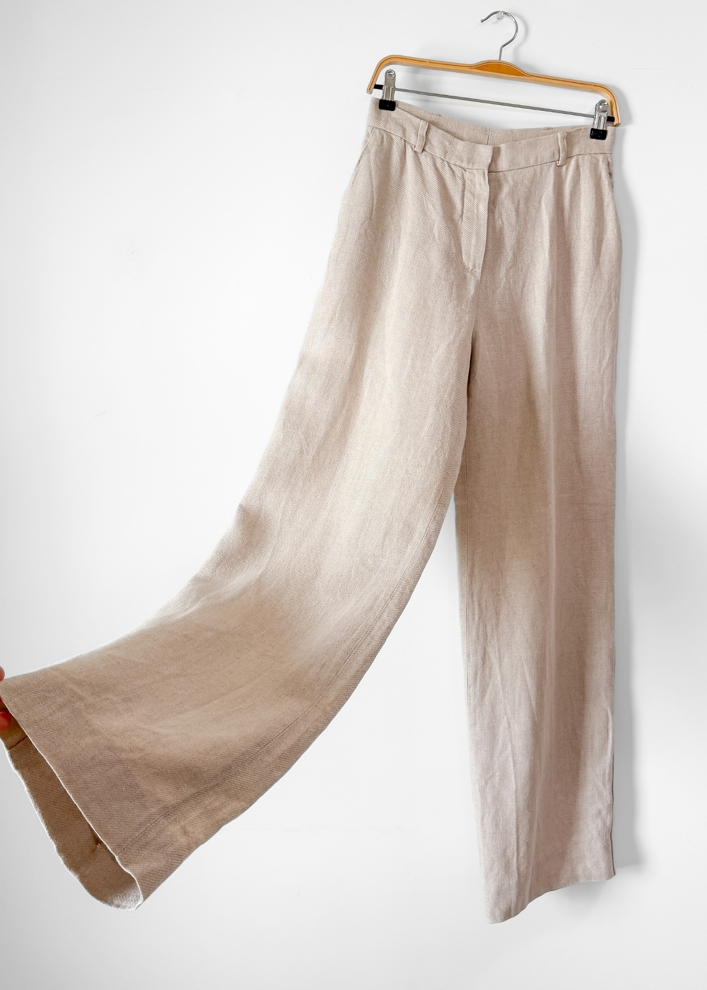 Max Mara Italian Pure Linen Wide Leg Trousers Minimalist Coastal Chic (US 12)