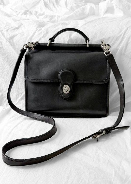 Vintage 2003 Coach Willis Bag #9927 Black Leather Crossbody Satchel Purse