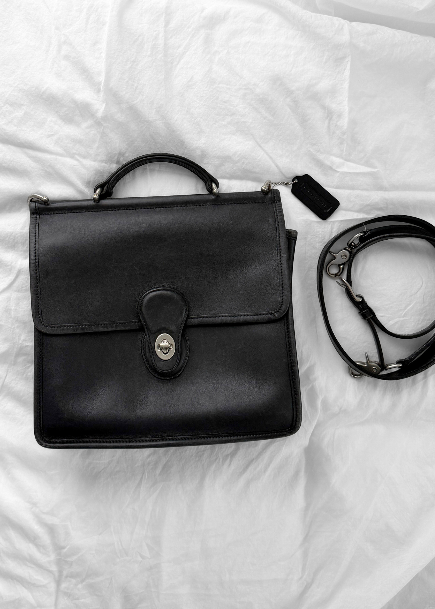 Vintage 2003 Coach Willis Bag #9927 Black Leather Crossbody Satchel Purse